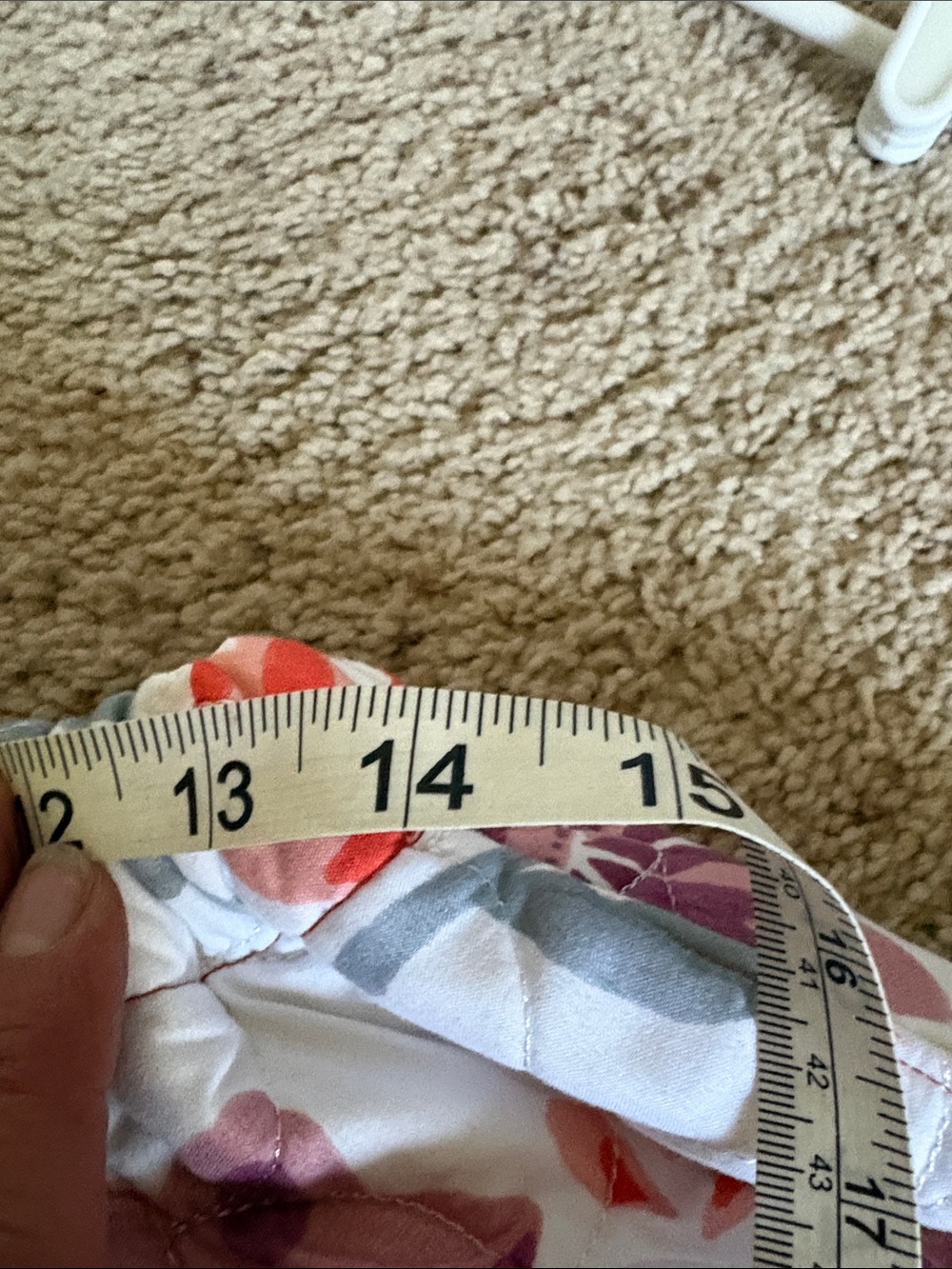 Quilted Floral Athletic Shorts — White with Mauve & Coral Floral Print - Picture 5 of 7